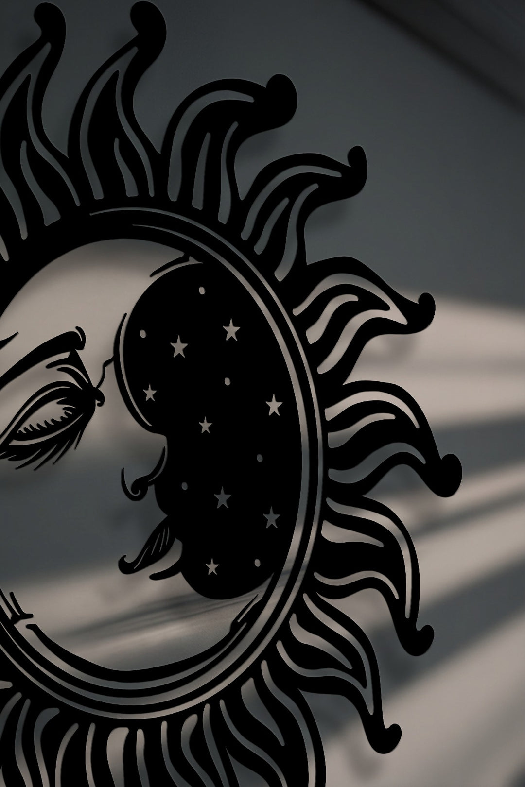 Sun and Moon Metal Wall Art – Celestial Face Design