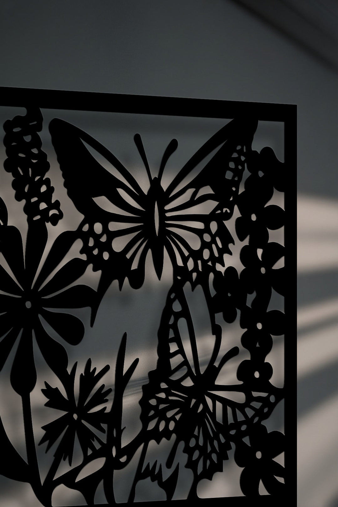 Butterfly Garden Metal Wall Art – Floral Nature Silhouette Panel