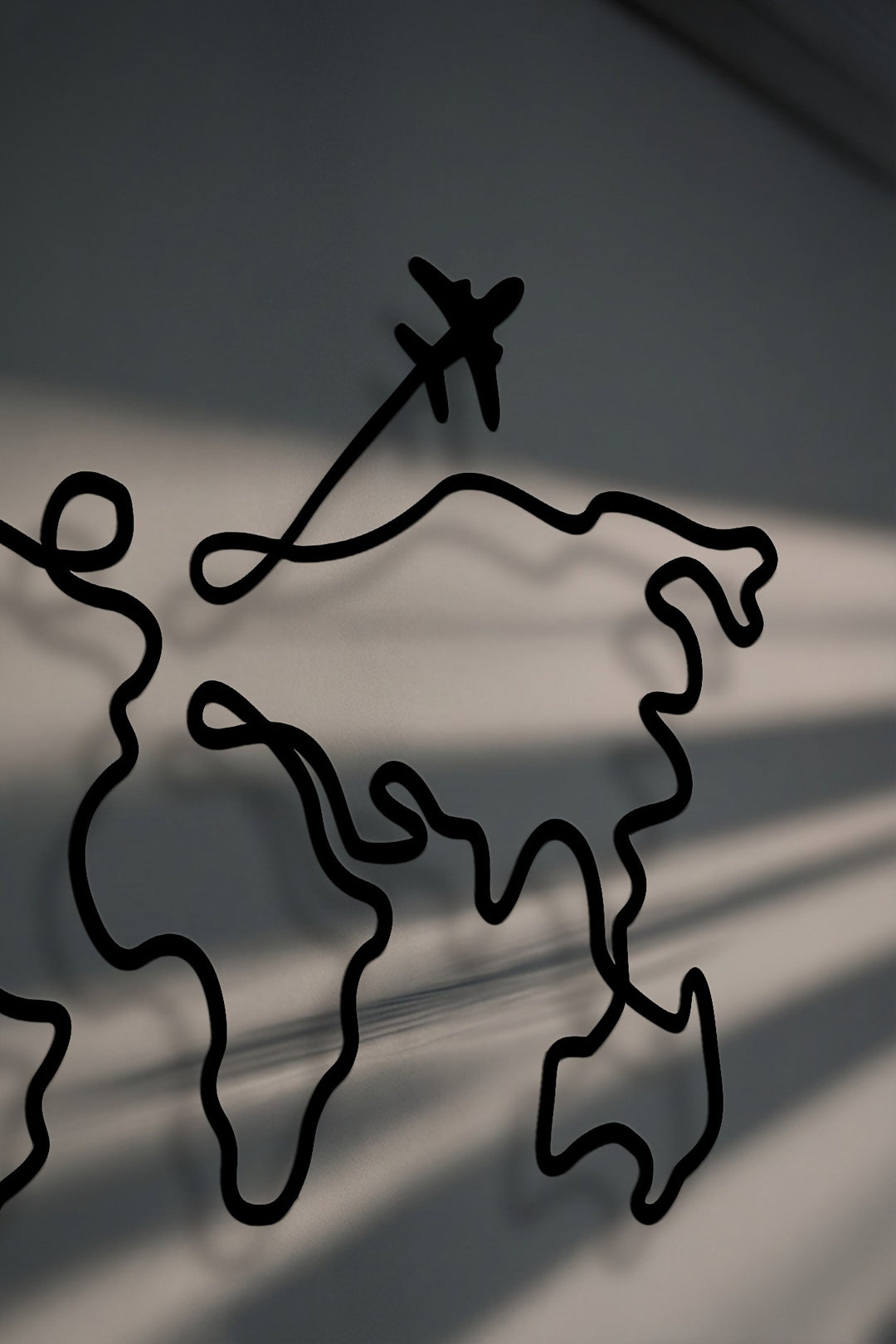 Wanderlust Lines – Minimalist World Map Metal Wall Art