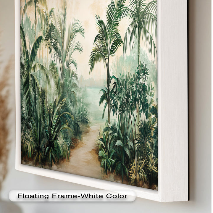 Tropical Serenity Pathway – Ölgemälde mit exotischem Grün