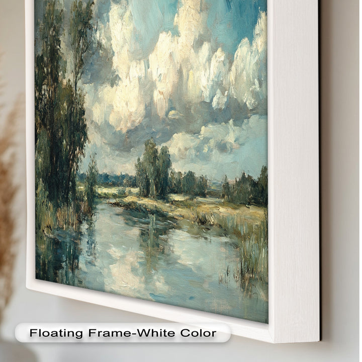 Golden Field & Mountain Horizon – Landscape Oil Painting