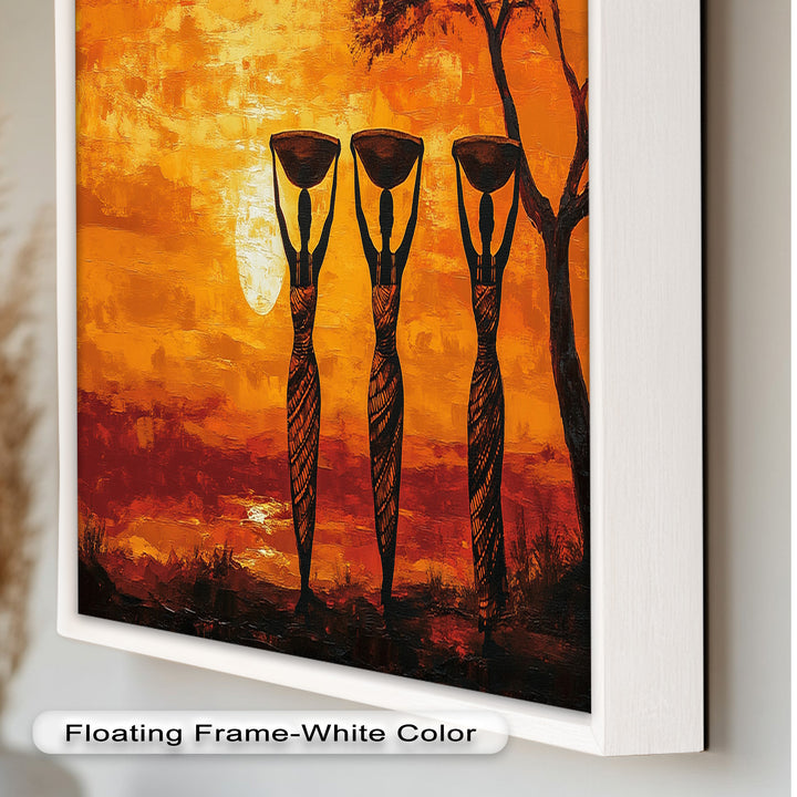 Afrikanische Frauenkunst – Stammes-Silhouette Wanddekoration Ölgemälde