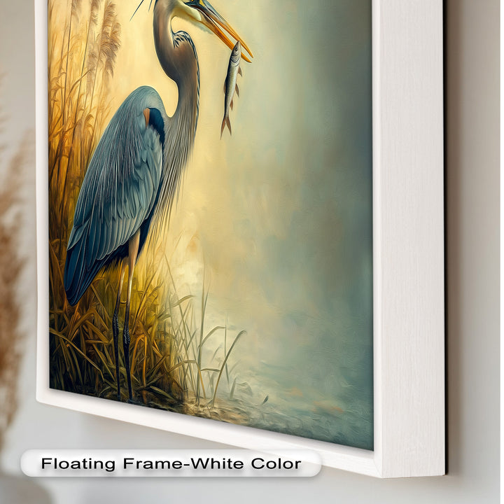 Blue Heron with Fish – Animal Oil Painting
