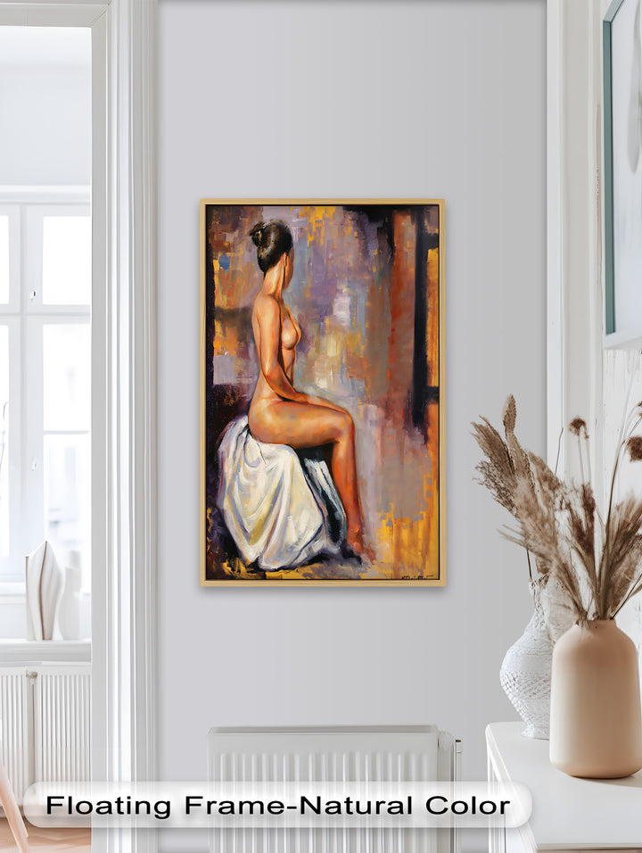Poised in Silence – Figurative Nude Abstract Oil Painting