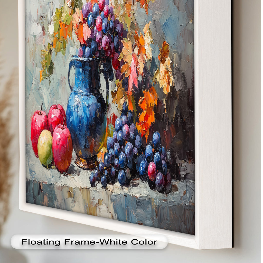 Fall Apple & Floral Still Life – Rustic Autumn Decor Oil Painting