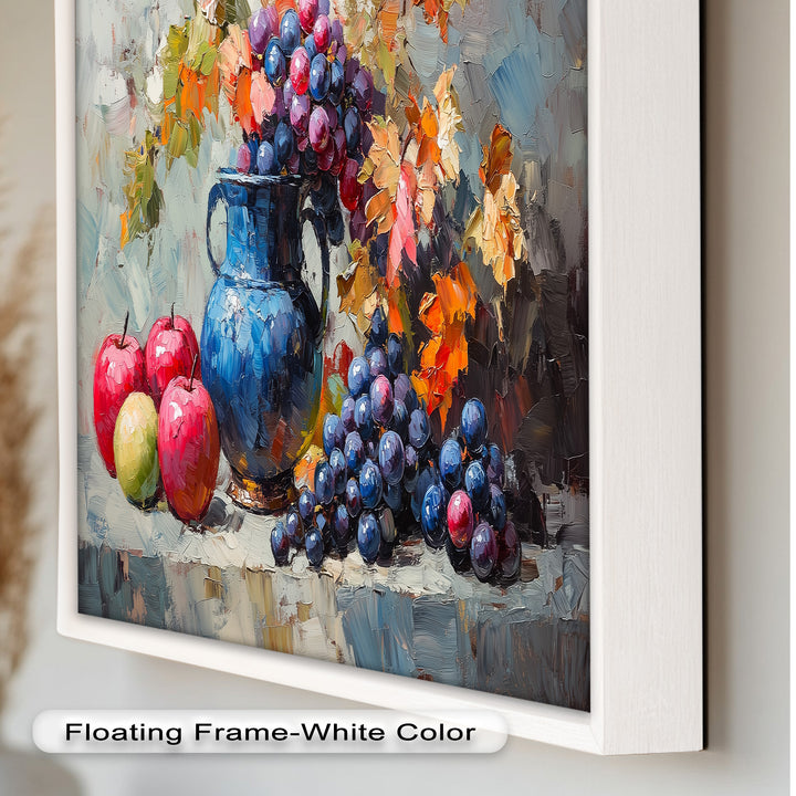 Fall Apple & Floral Still Life – Rustic Autumn Decor Oil Painting
