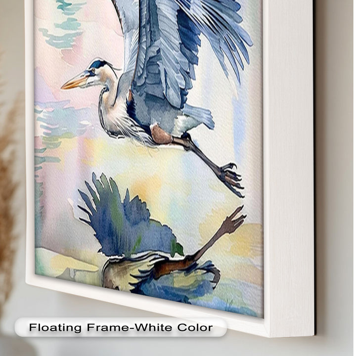 Flying Heron Bird Wall Art – Elegant Nature Oil Painting