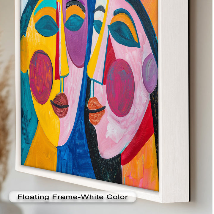 Unified Gaze – Vibrant Dual Portrait Picasso Oil Painting