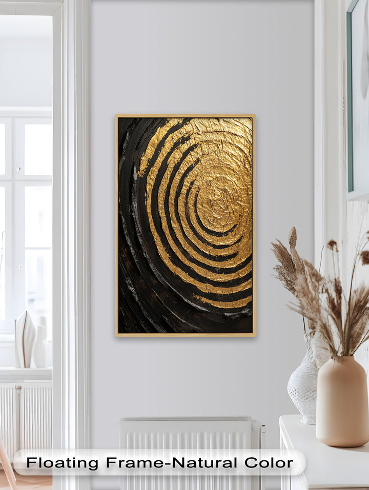 Golden Ripple Radiance – Luxuriöses abstraktes Ölgemälde