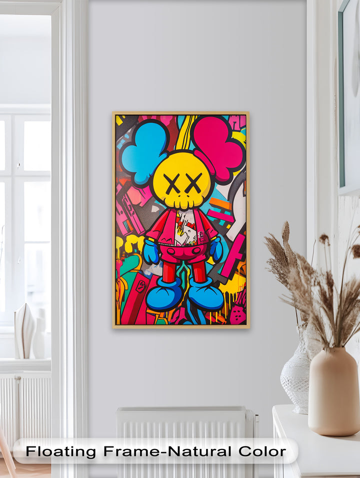 Neon Rebellion – KAWS Graffiti Ölgemälde