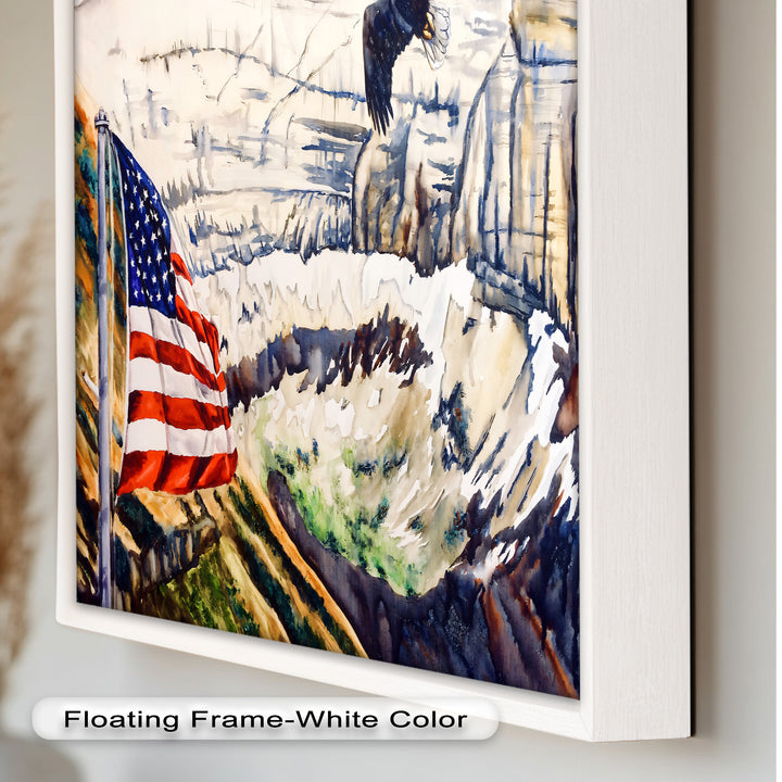 Amerikanische Flagge und Weißkopfseeadler - Patriotisches Ölgemälde