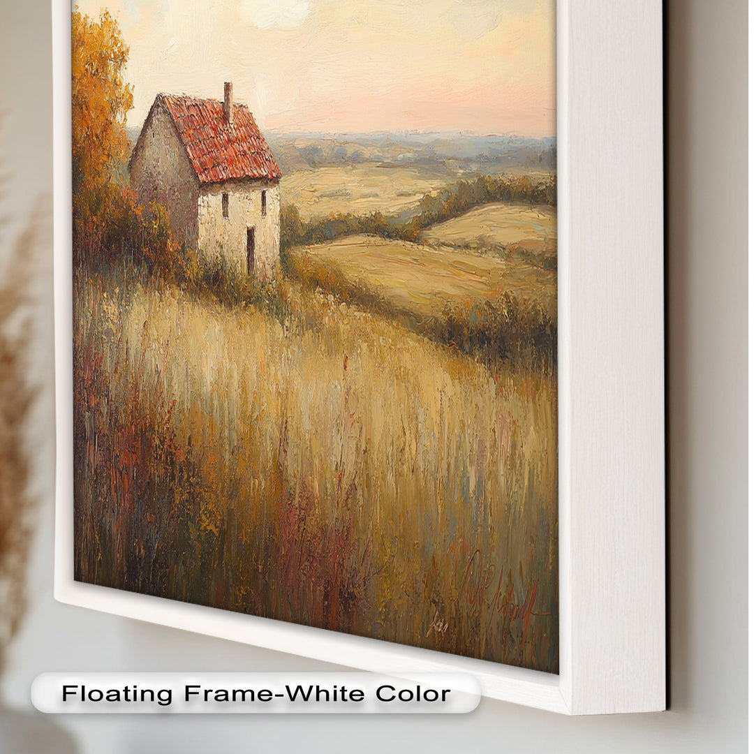 Rustikale Landhaus-Wandkunst – Golden Field Ölgemälde