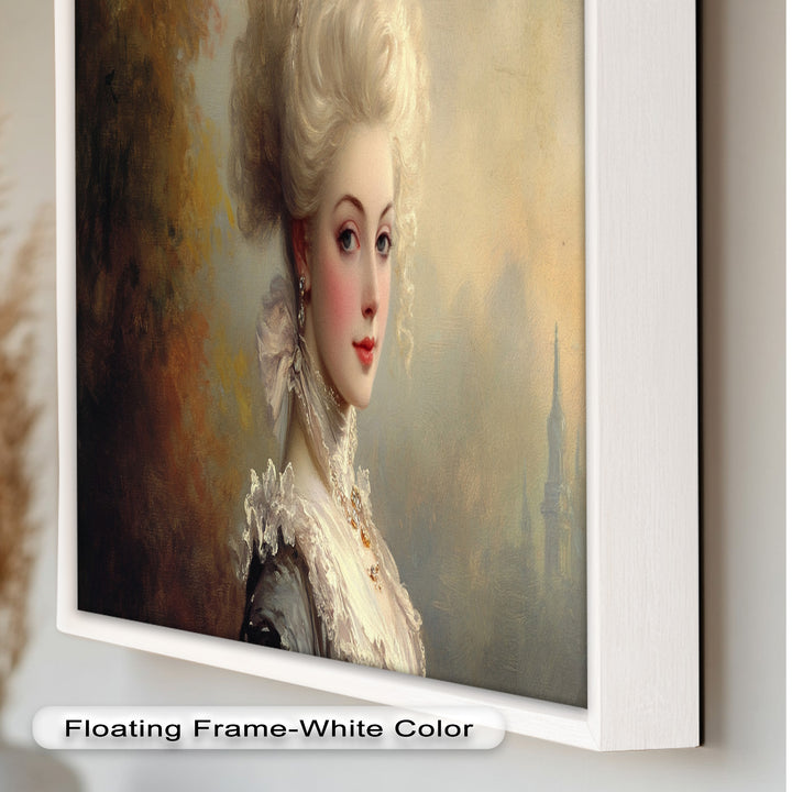 Rococo Grace Oil Painting – Portrait of a Noblewoman in Ivory Lace