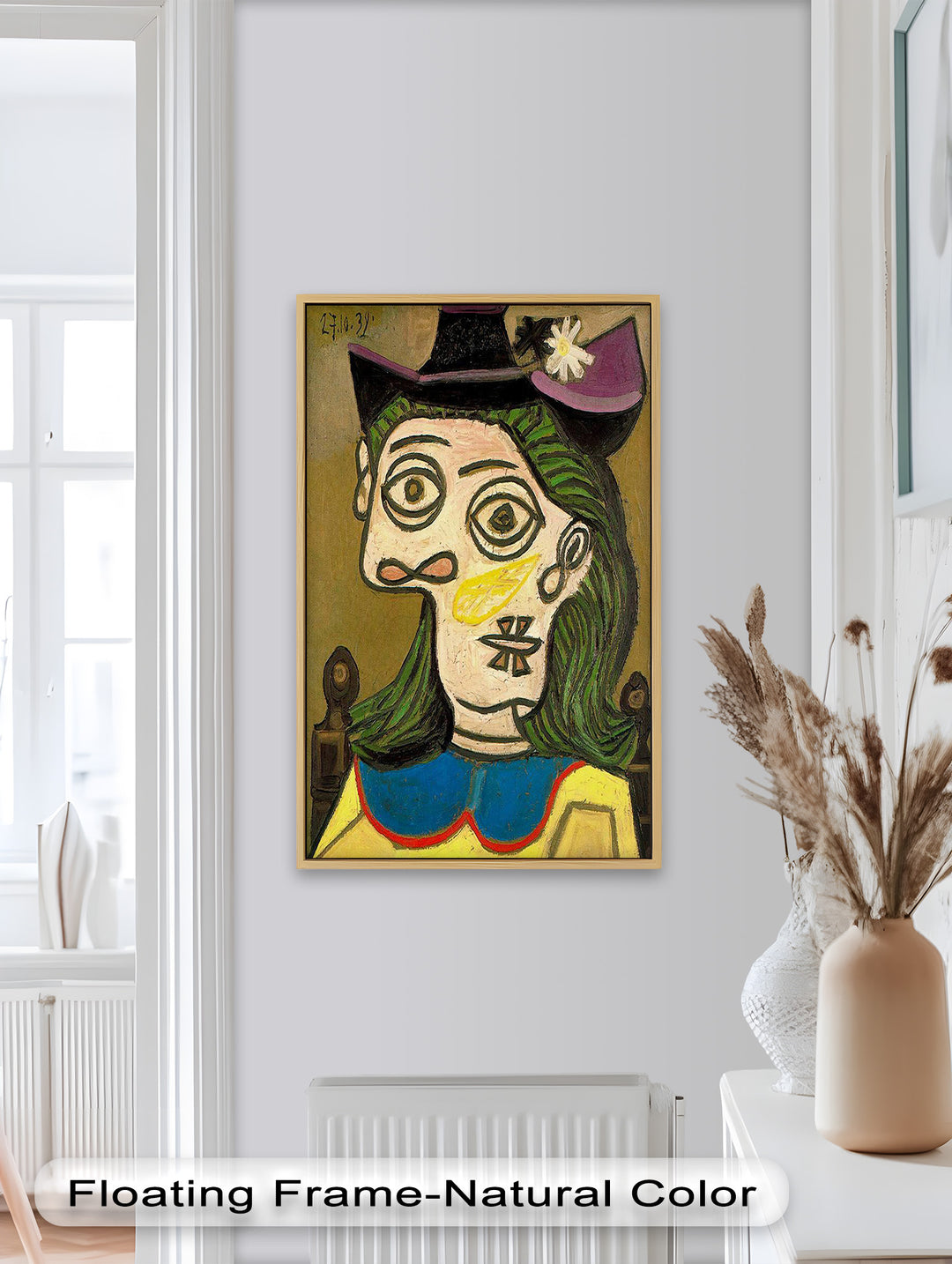 Whimsical Hat – Abstract Female Portrait with Flower Detail Picasso Oil Painting