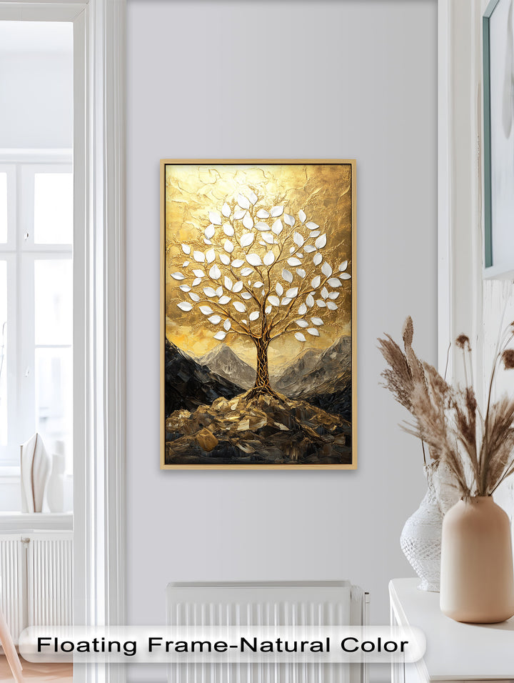 Golden Genesis – Abstraktes Ölgemälde „Baum des Lebens“