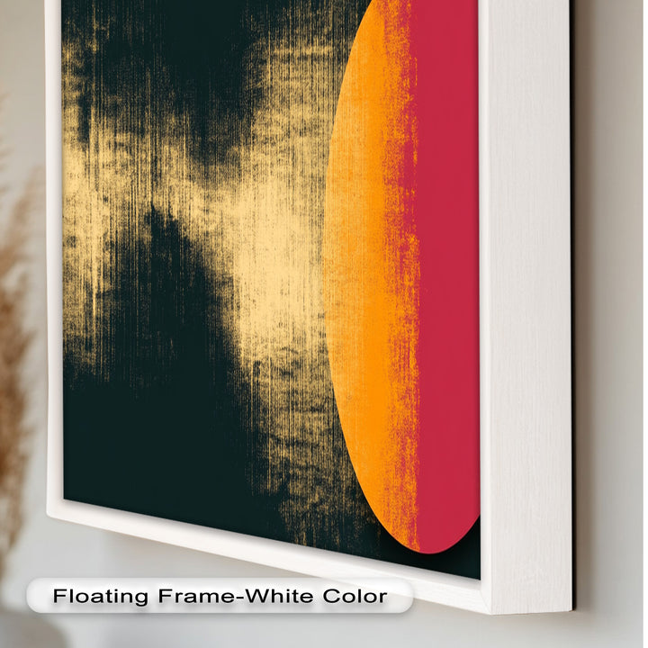 Rot &amp; Orange Eclipse Art – Minimalistisches Ölgemälde