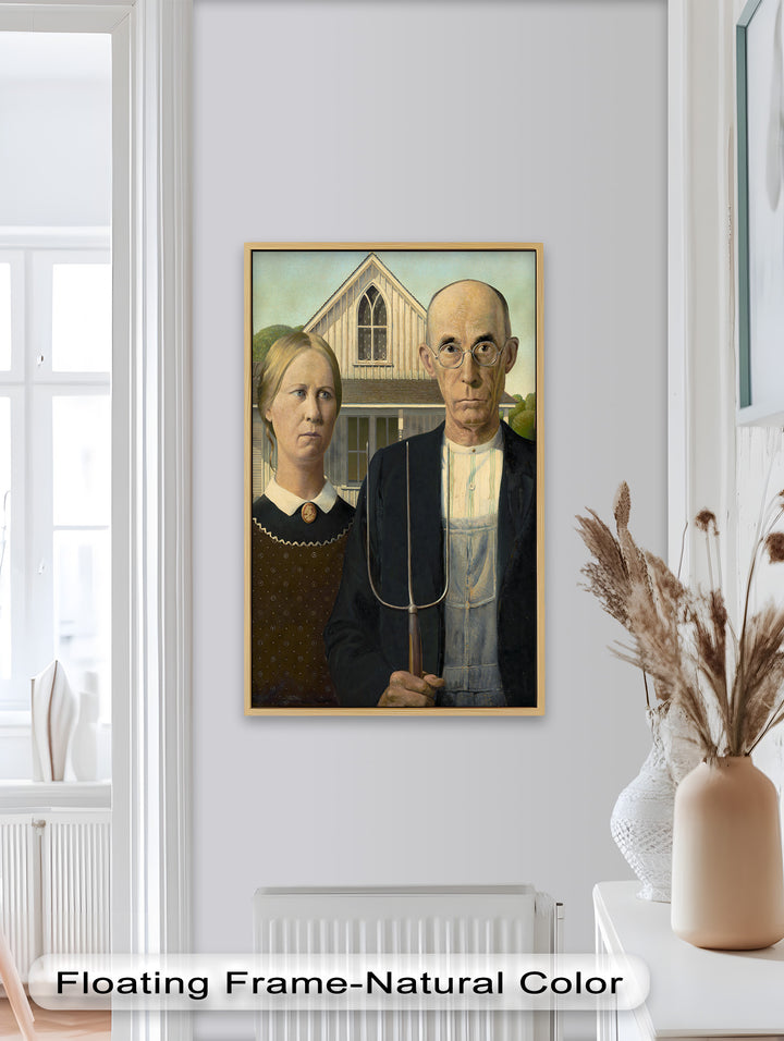 American Gothic – Ikonisches Porträt des Mittleren Westens, historisches Ölgemälde