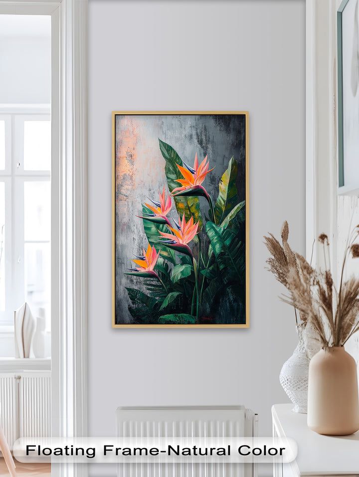 Tropical Flame – Bird of Paradise Botanical Oil Painting