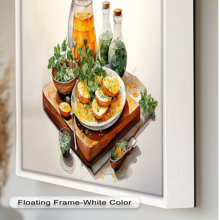 Golden Herb Delight – Rustic Food Still Life Painting
