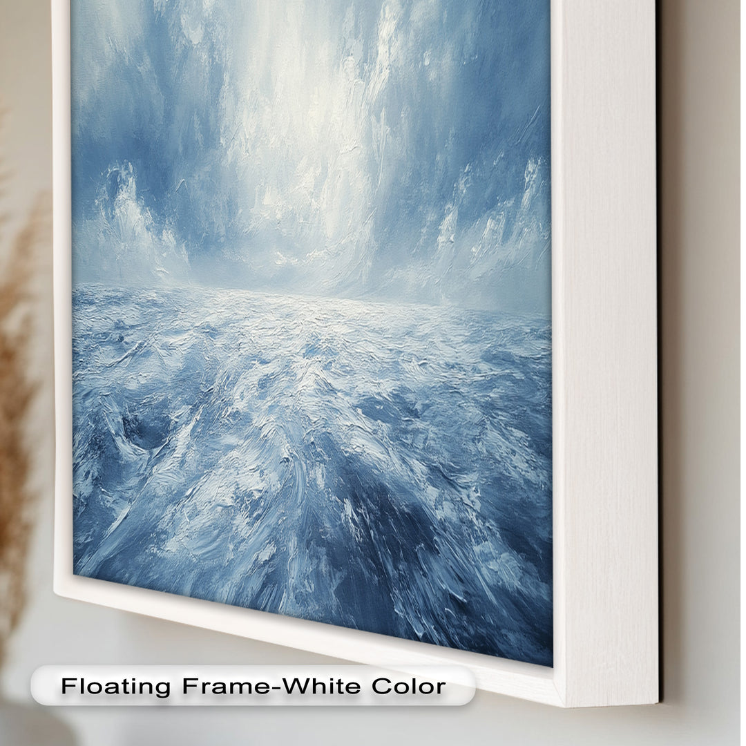 Blue Coastal Wall Art - Abstract Ocean Seascape Oil Painting