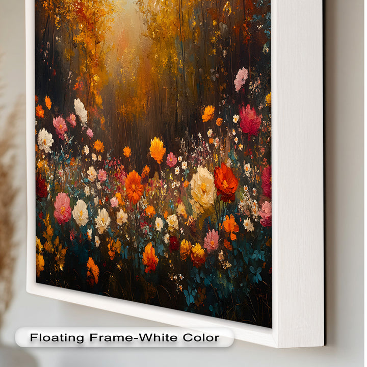 Autumn Forest Flower Wall Art – Colorful Floral Oil Painting