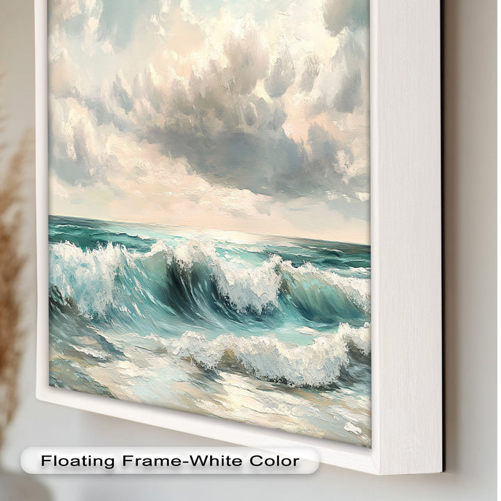 Coastal Wall Art - Turquoise Wave Seascape Oil Painting