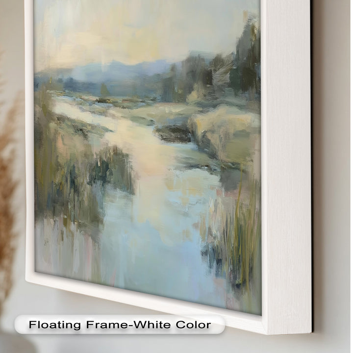 Pastel River Landscape - Framed Oil Painting
