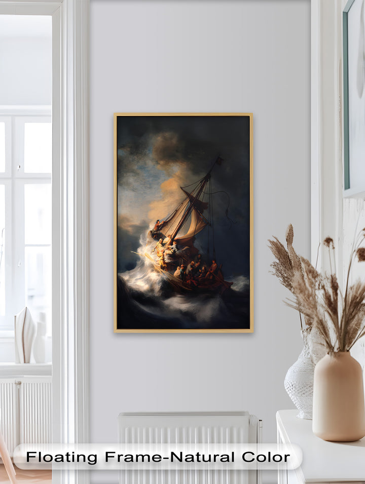 Der Sturm auf dem Meer – Dramatisches biblisches Schiffsölgemälde
