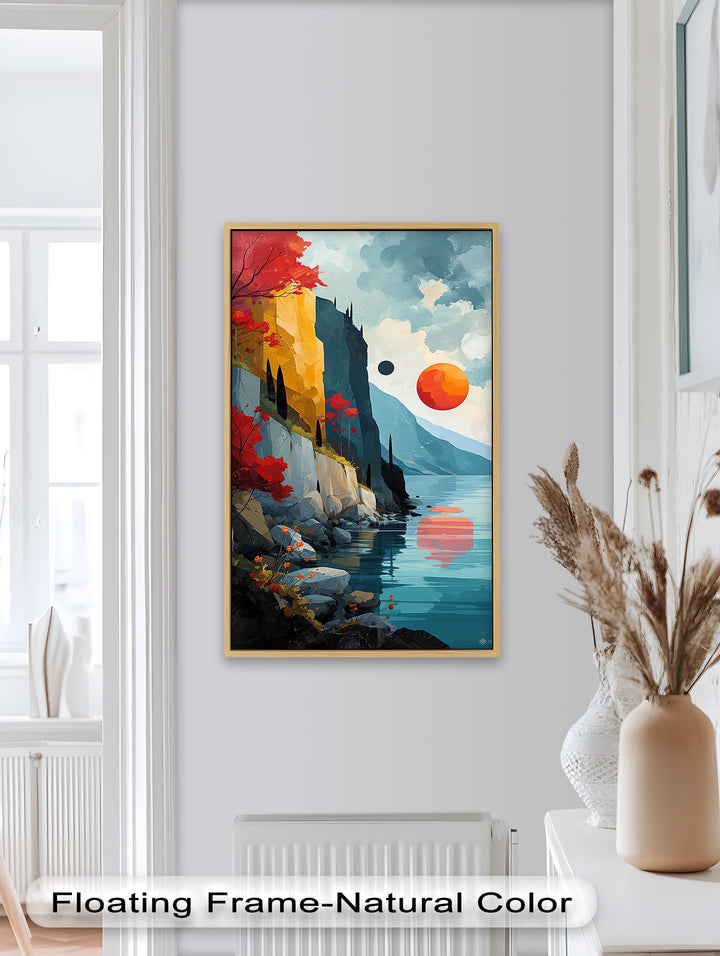 Celestial Cliffs – Surreal Coastal Landscape Picasso Oil Painting