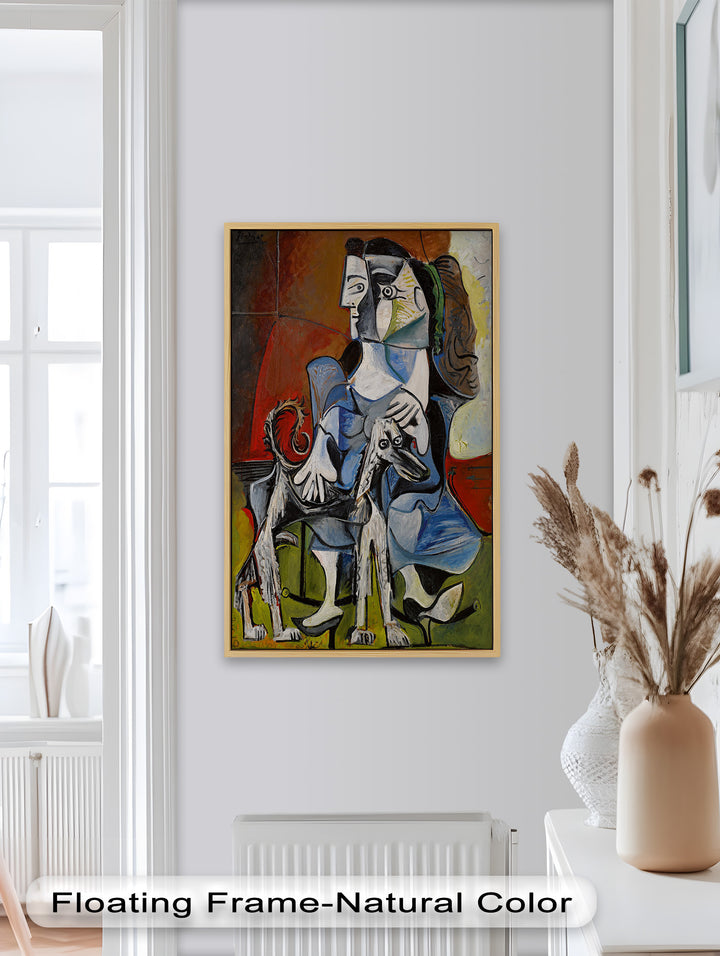 Loyal Companion – Picasso Style Woman with Dog Oil Painting