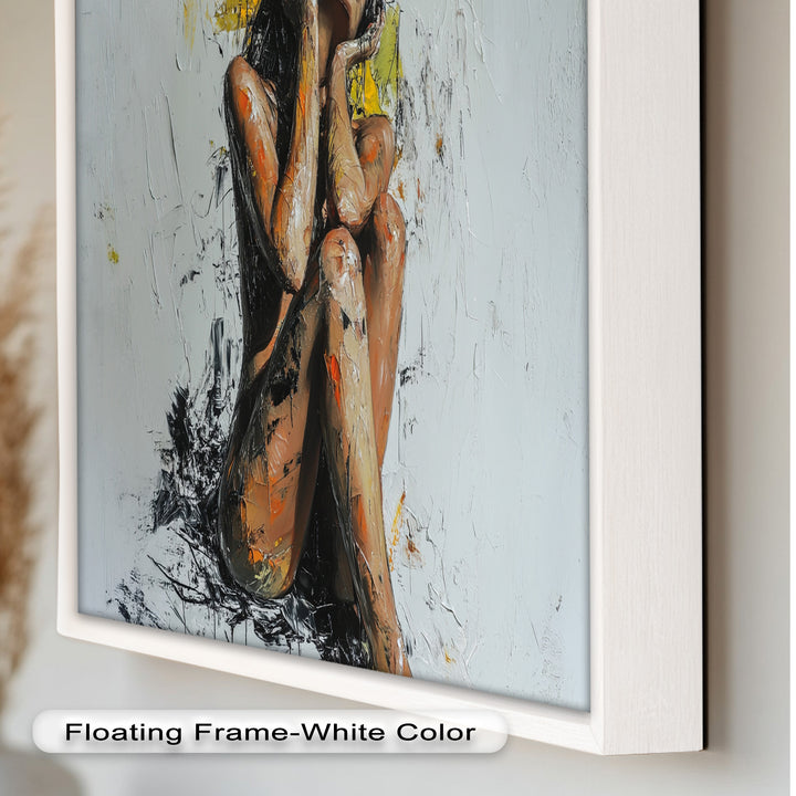 Poise in Silence – Textured Nude Figure Oil Painting