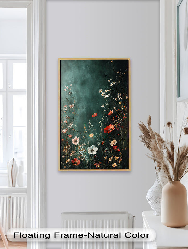 Dämmerungswiese – Romantisches Ölgemälde mit Wildblumenblüte