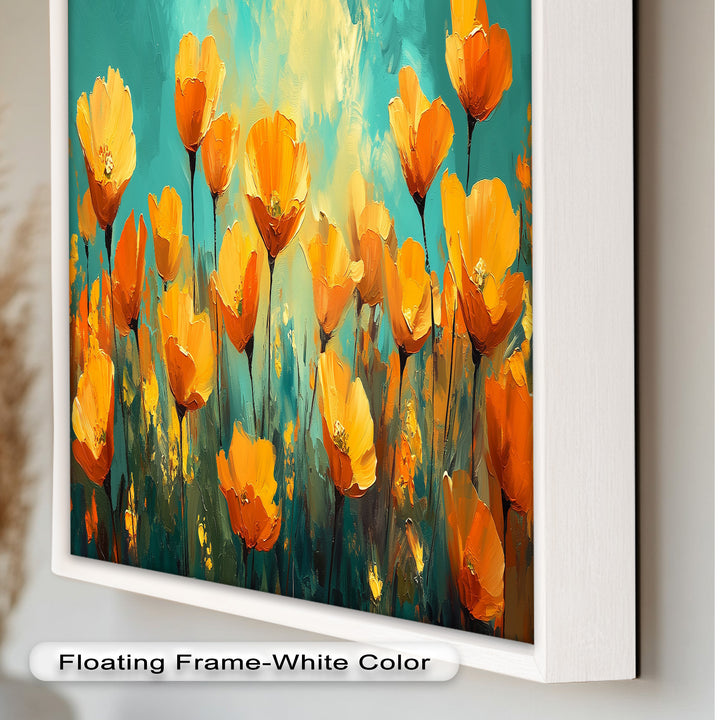 Leuchtend orangefarbene Mohnblumen-Wandkunst – Blumen-Ölgemälde