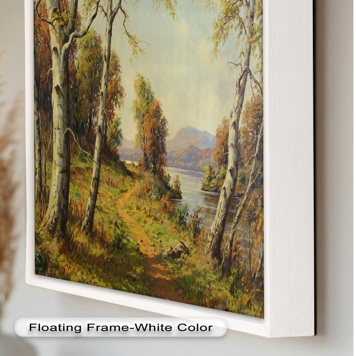 Goldener Pfad am See – Vintage Ölgemälde