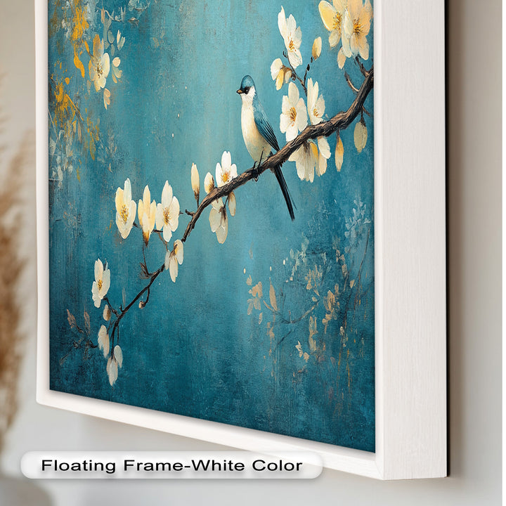 Bluebird and Blossoms Wall Art – Floral Oil Painting
