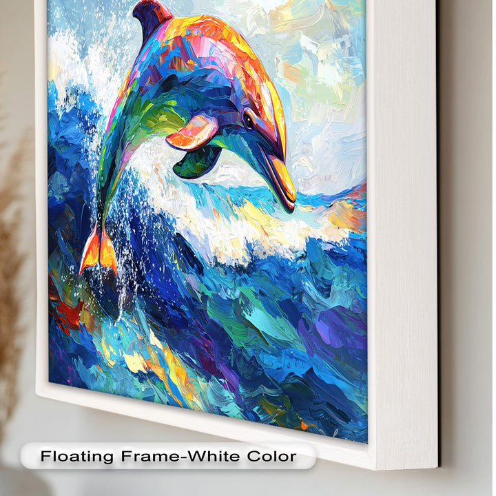 Dolphin Leaping Through Ocean Waves – Animal Oil Painting