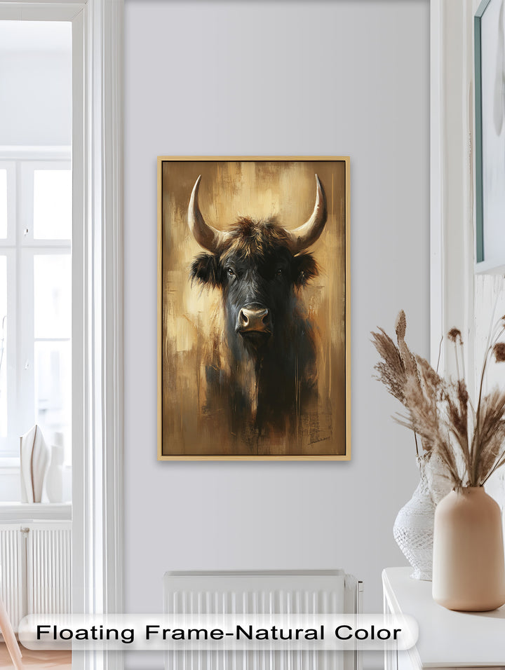 Bull in Amber Tones - Animal Oil Painting