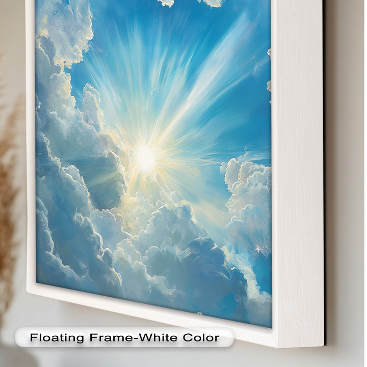 Heavenly Clouds and Radiant Sun – Luminous Sky Oil Painting