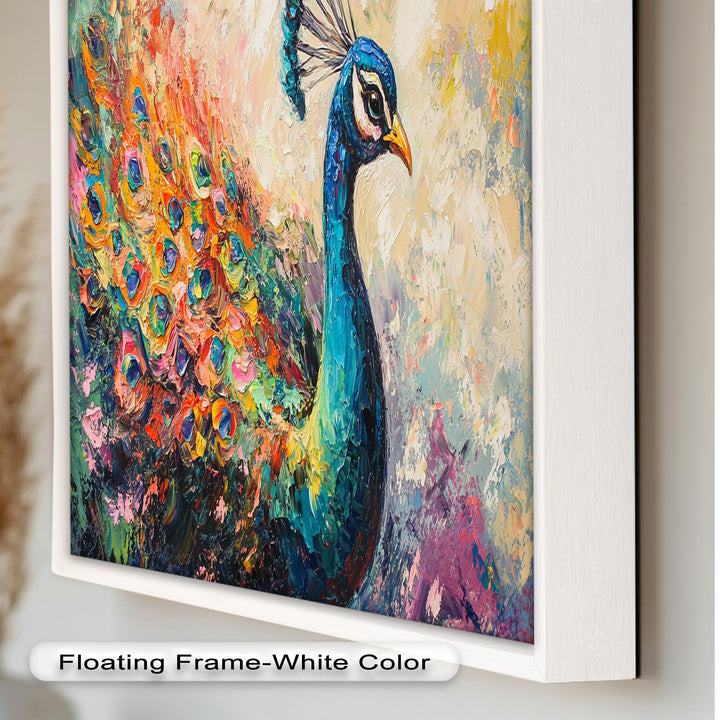 Peacock in Blooming Hues - Animal Oil Painting