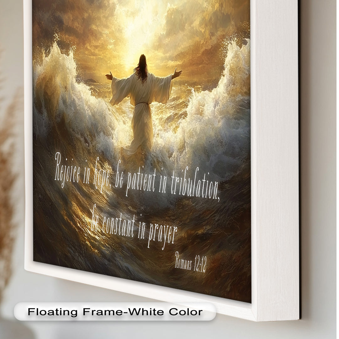 Romans 12:12 – Faith & Perseverance Bible Verse Oil Painting