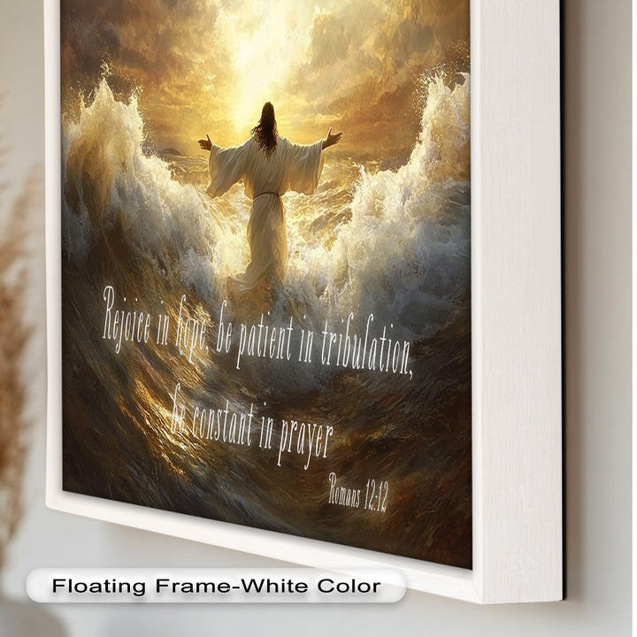 Romans 12:12 – Faith & Perseverance Bible Verse Oil Painting