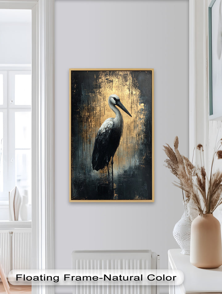 Golden Shadow Heron – Animal Oil Painting