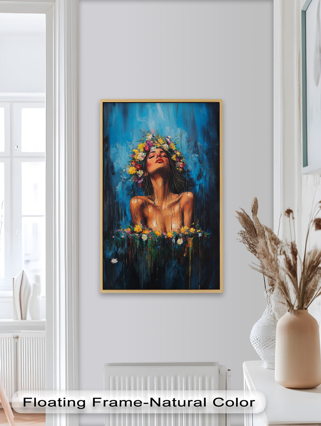 Floral Reverie – Ethereal Woman with Flower Crown Oil Painting