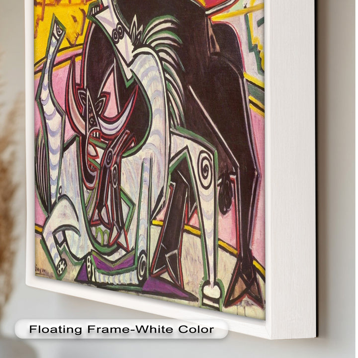 Abstract Bullfight Scene Wall Decor – Cubist Oil Painting