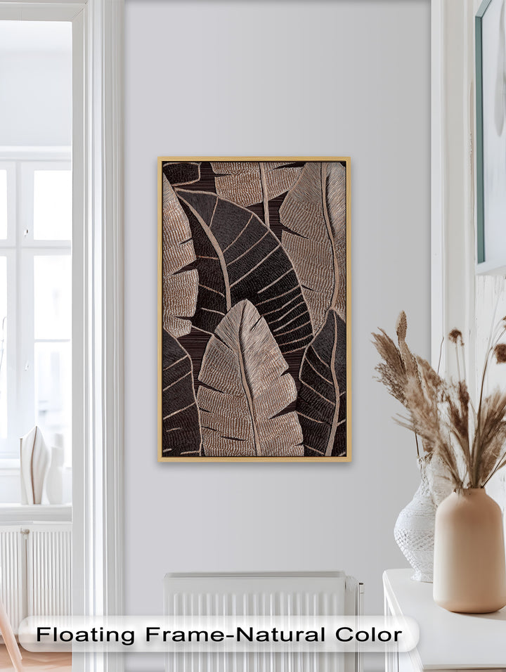 Tactile Tropics – Brown Leaf Composition Flower Oil Painting