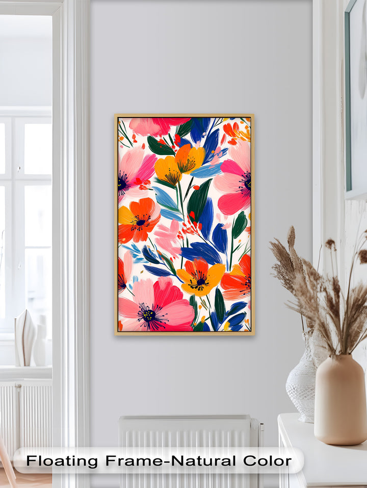 Joyful Bloom Burst – Lebendiges abstraktes Blumenölgemälde