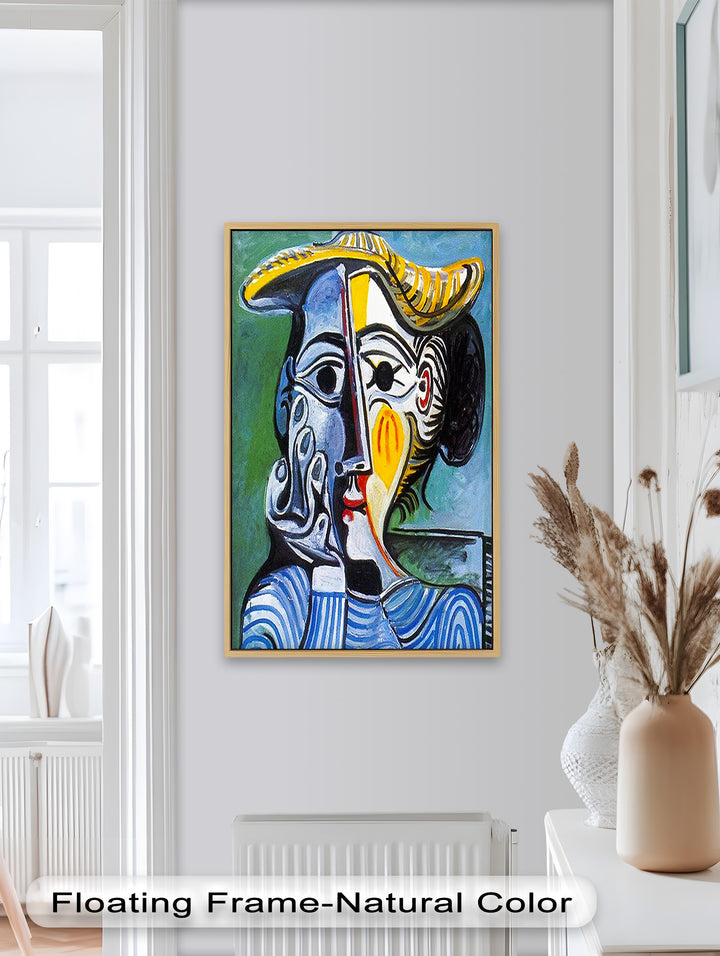Striped Elegance – Picasso Cubist Portrait Oil Painting