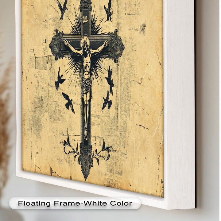 Jesus am Kreuz – Vintage religiöses Ölgemälde