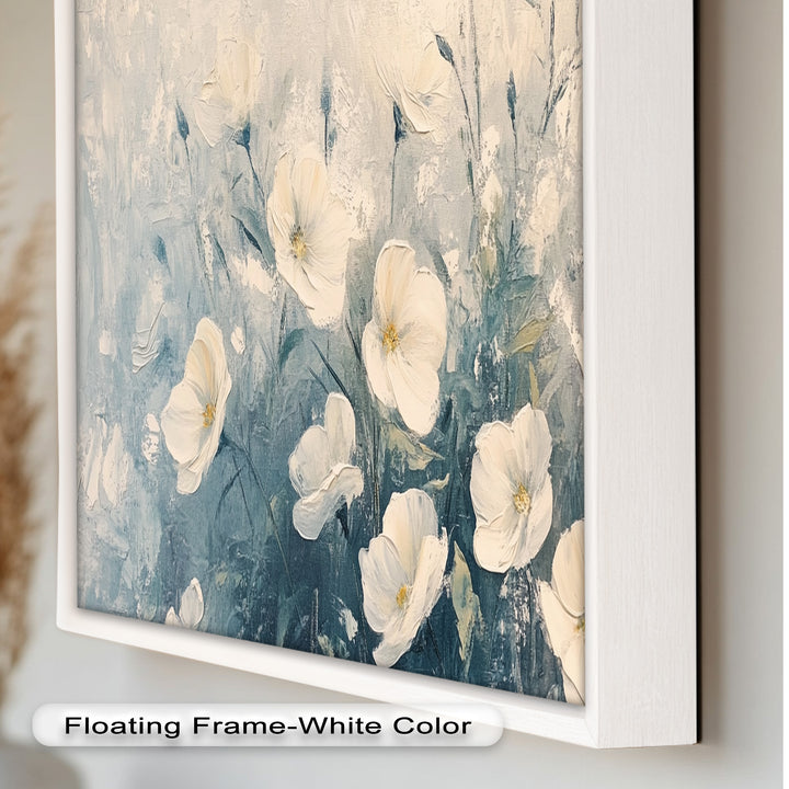 White Wildflower Art – Elegant Floral Oil Painting