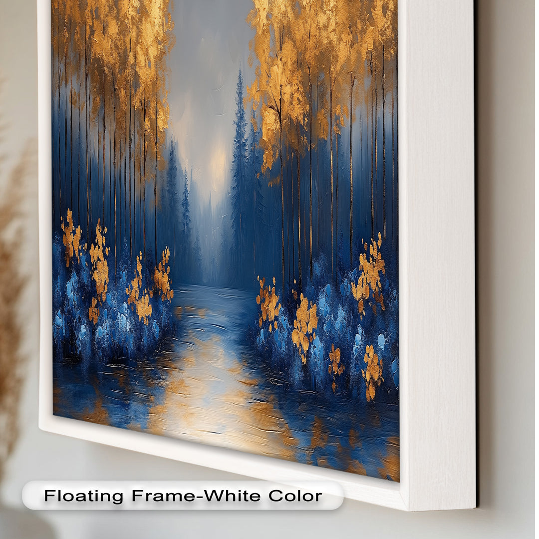 Golden Forest Landscape - Framed Autumn Oil Painting